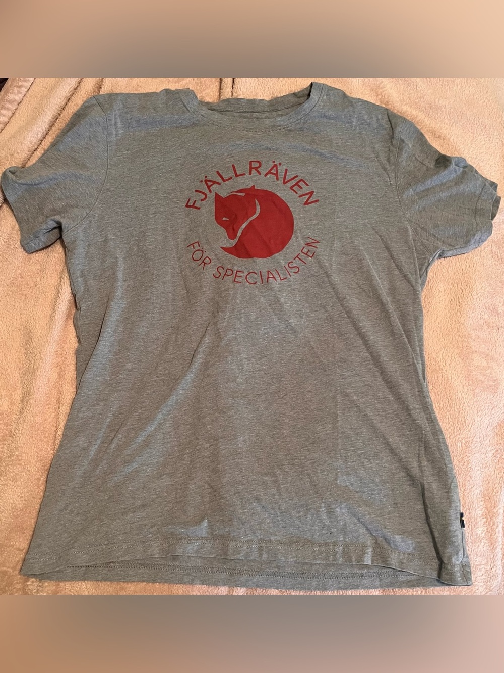 Fjallraven Heather Gray Short-Sleeve Tee with Red Fox Logo